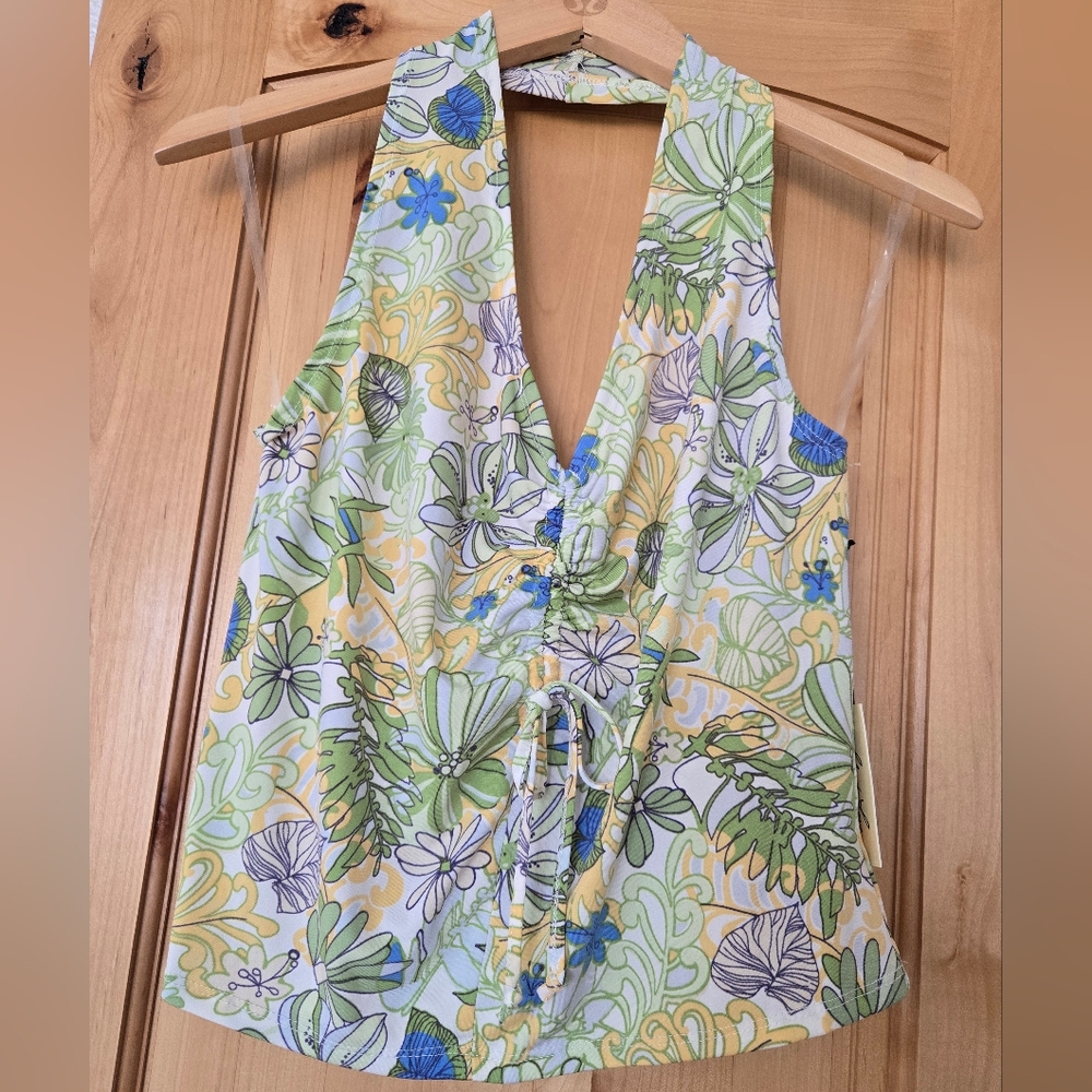 NWT Liberty Love Tropical Floral Halter Style Top XL